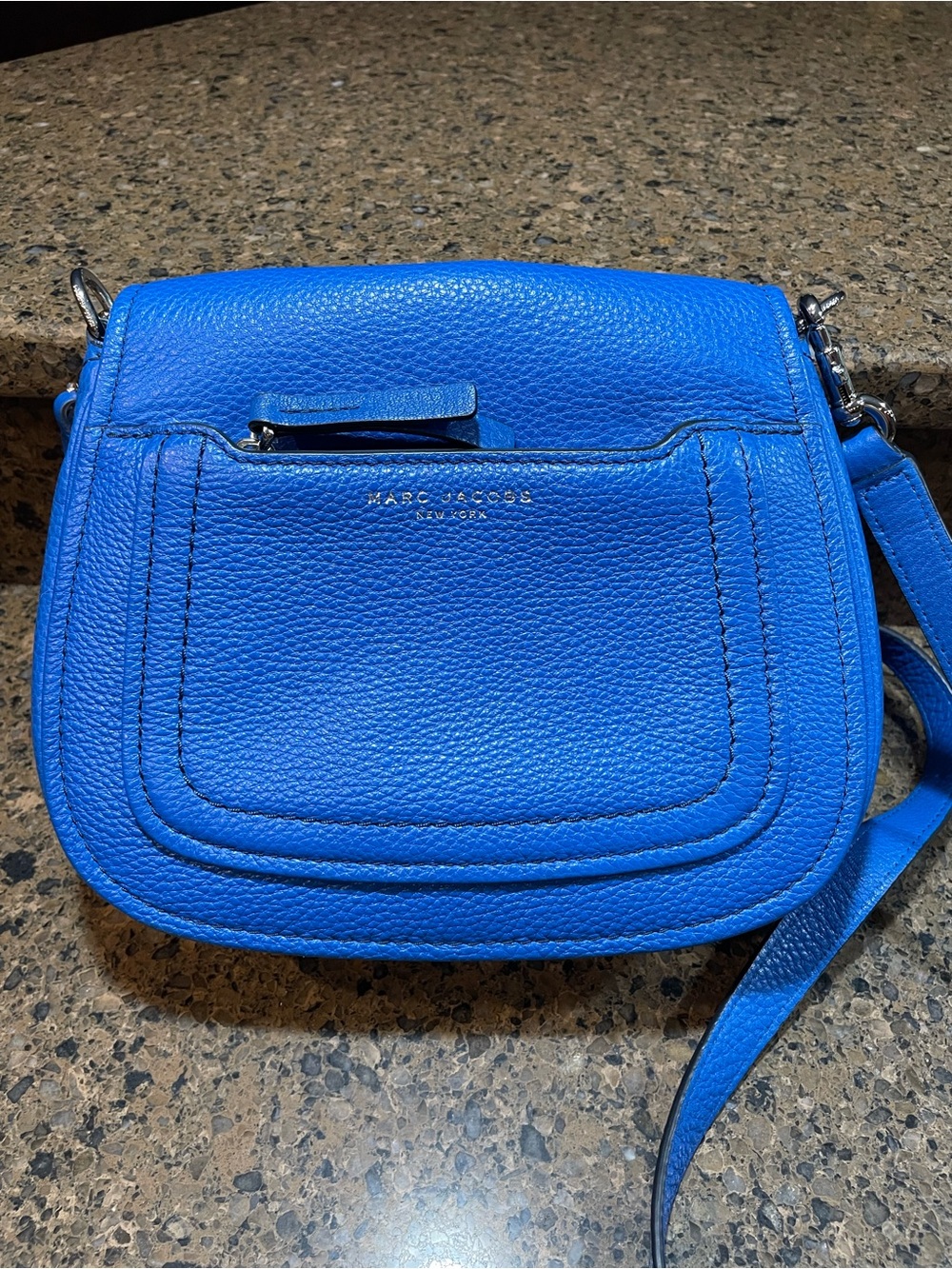 Marc Jacobs Empire City Mini Messenger Leather Crossbody Bag Cobalt Blue EUC - Picture 3 of 15